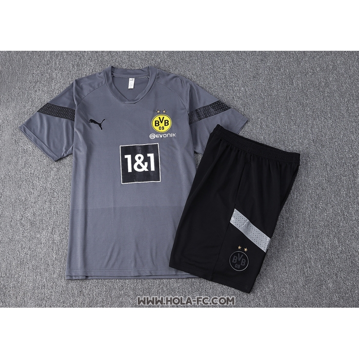 Chandal del Borussia Dortmund 2022-2023 Manga Corta Gris - Pantalon Corto